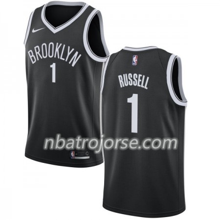 Män Brooklyn Nets Tröja DAngelo Russell 1 Nike 2017-18 Svart Swingman
